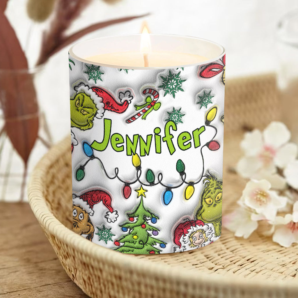 Personalized Christmas Candle with Wooden Lid Custom Name Gift Candle With Wooden Lid GradoCreations