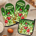 Personalized Grinch Christmas Oven Mitts & Pot Holder Set Gift for Family Oven Mitts & Pot Holder Set GradoCreations