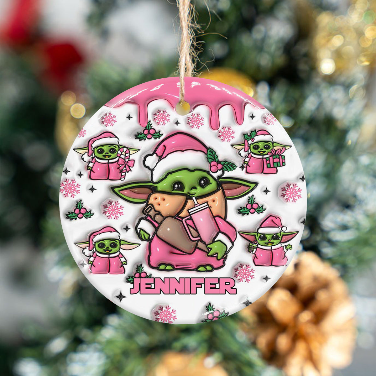 Personalized Ceramic Circle Ornament Cute Child Gift for Christmas Ceramic Circle Ornament GradoCreations