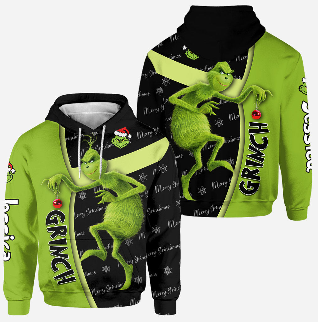 Personalized Grinch Hoodie and Leggings Custom Name Gift for Christmas Hoodie & Leggings GradoCreations