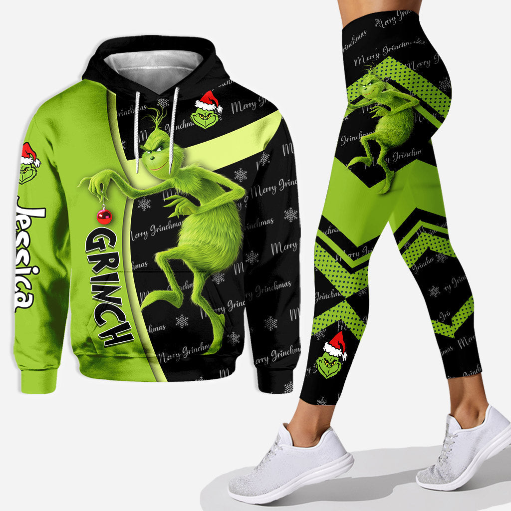 Personalized Grinch Hoodie and Leggings Custom Name Gift for Christmas Hoodie & Leggings GradoCreations