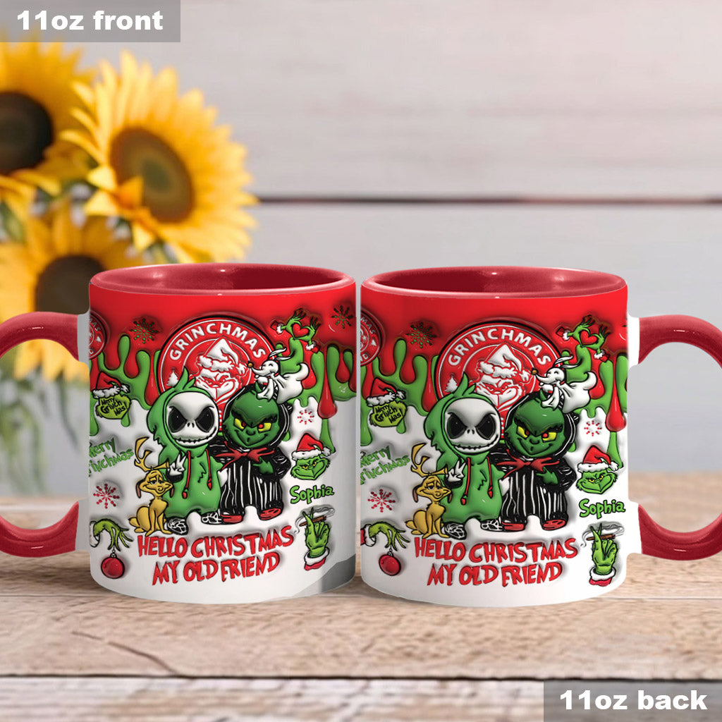 Personalized Grinch Accent Mug Custom Name Christmas Gift Accent Mug GradoCreations