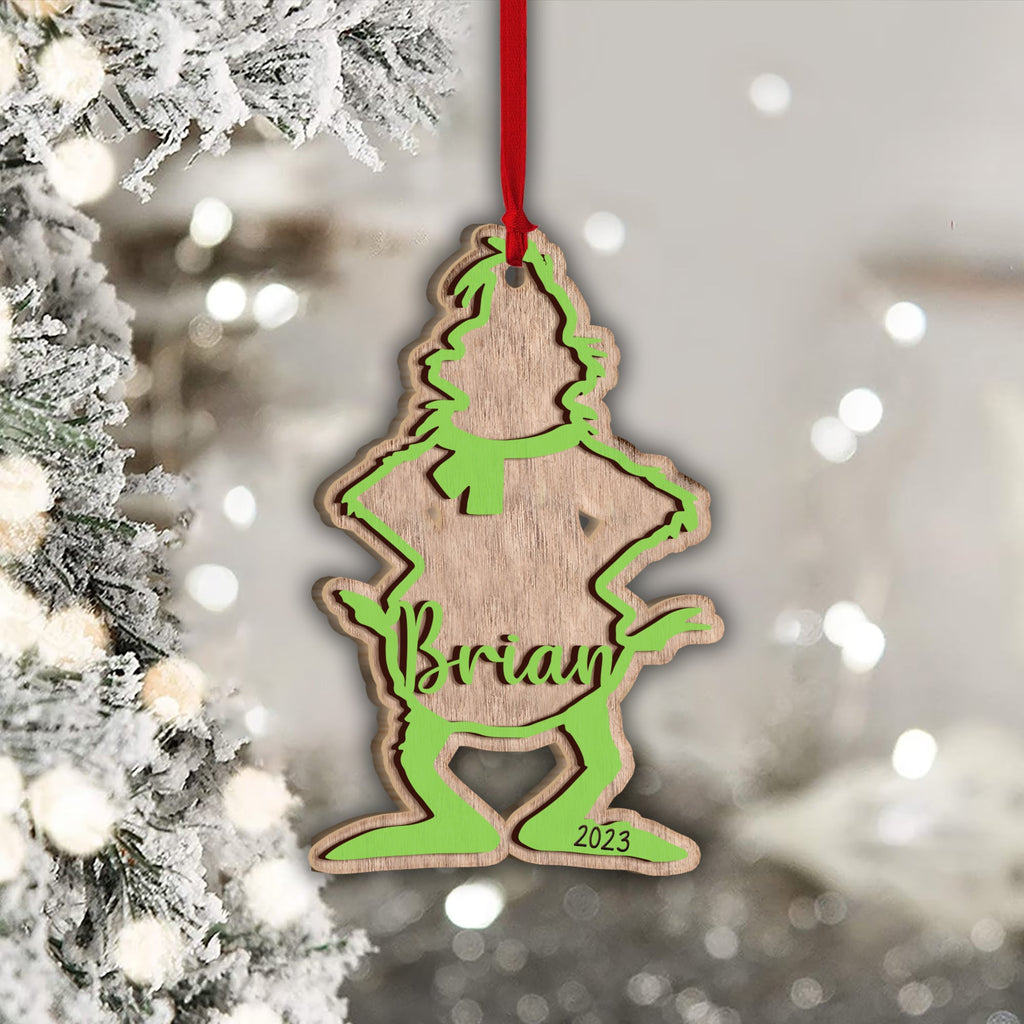 Personalized Grinchmas 2 Layered Ornament Custom Name Gift 2 Layered Piece Ornament GradoCreations