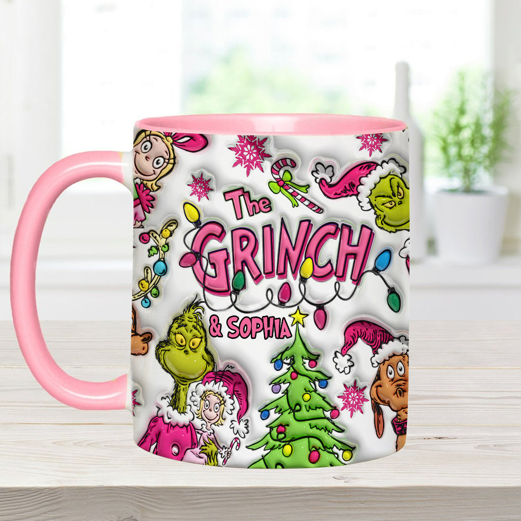 Personalized Grinch Accent Mug Custom Name Christmas Gift Accent Mug GradoCreations
