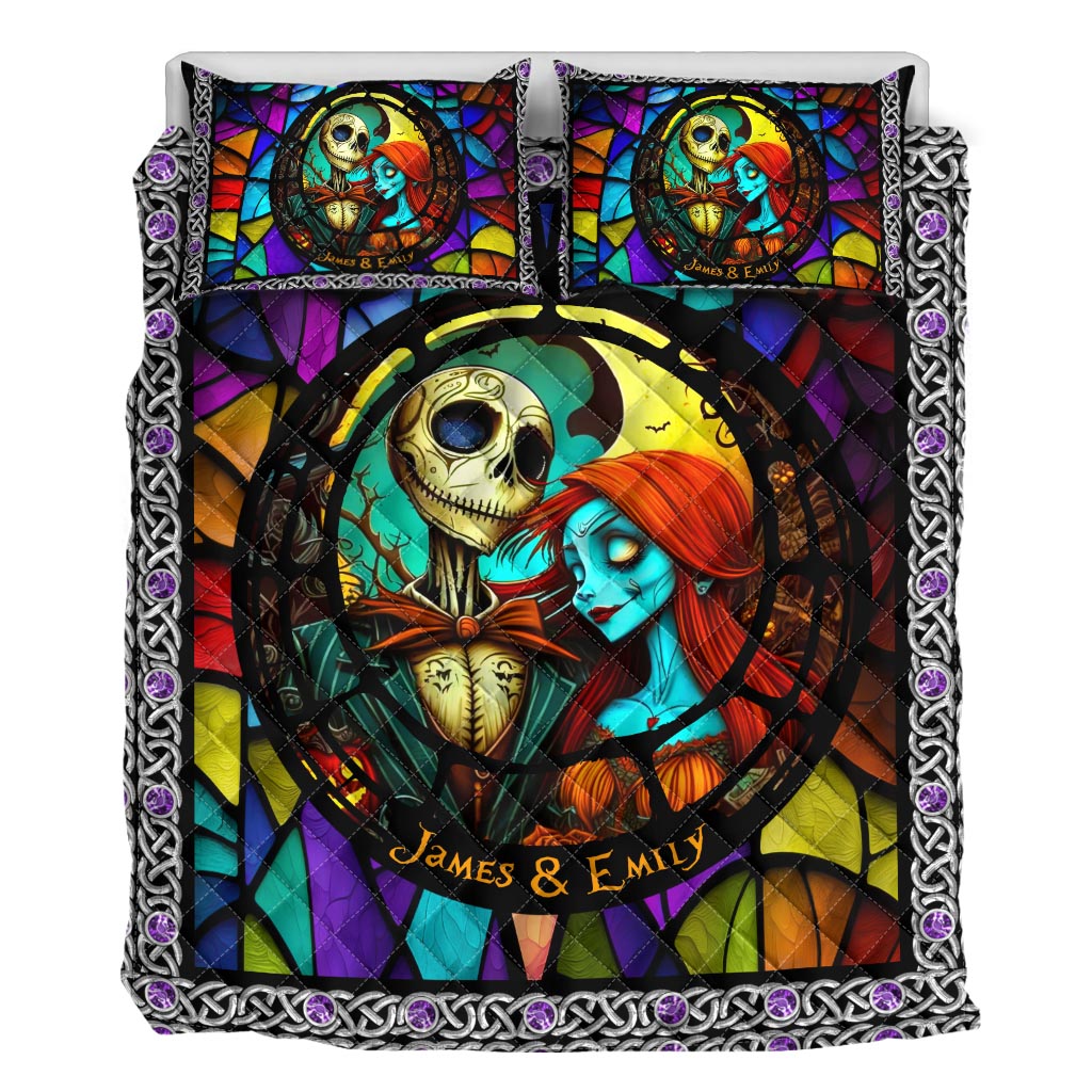 Personalized Nightmare Quilt Set Custom Name for Couples Halloween Gift Quilt Set GradoCreations