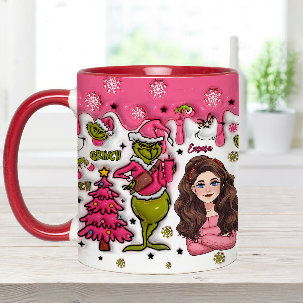 Personalized Grinch Accent Mug with Custom Name for Christmas Gift Accent Mug GradoCreations