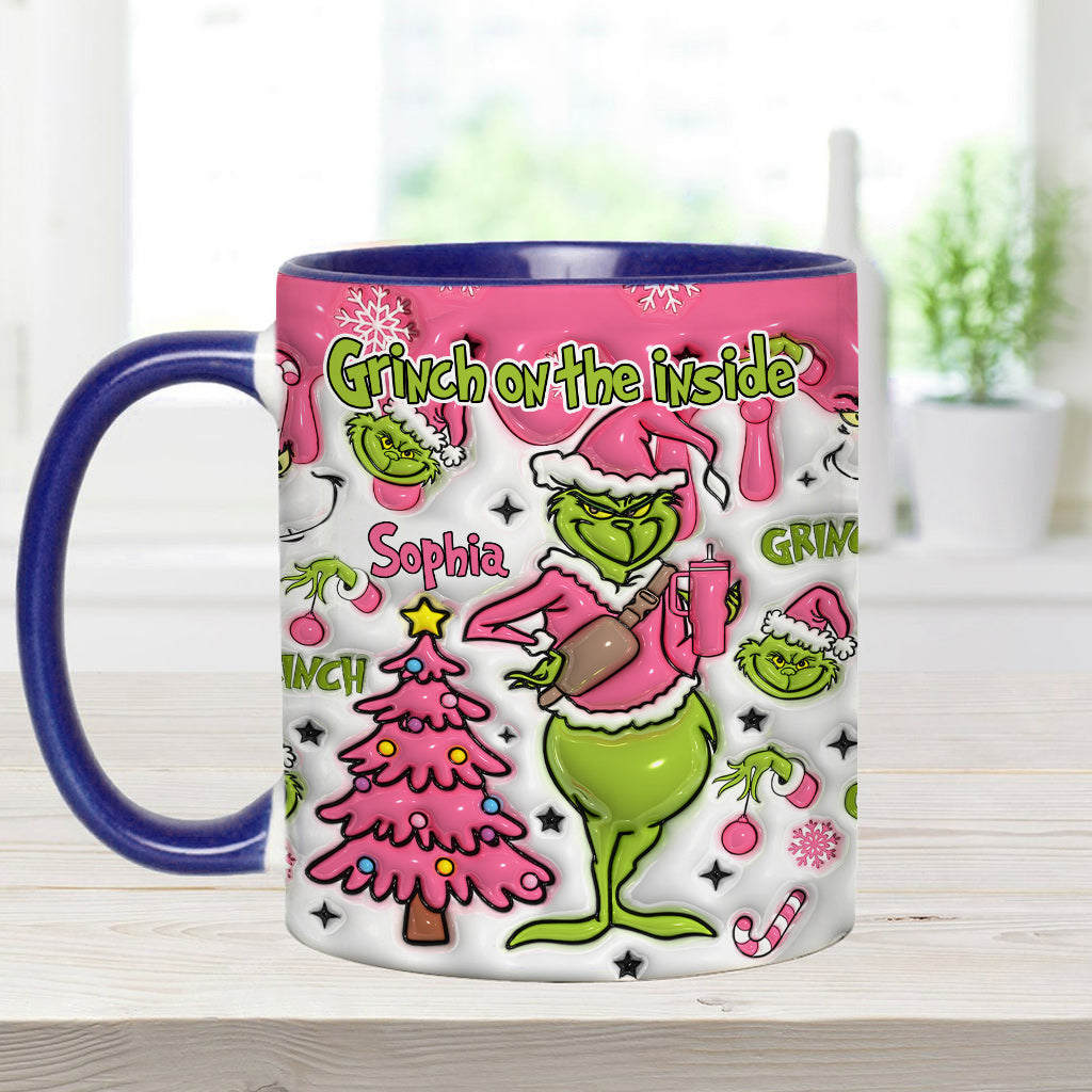 Personalized Grinch Accent Mug Custom Name Holiday Gift Accent Mug GradoCreations