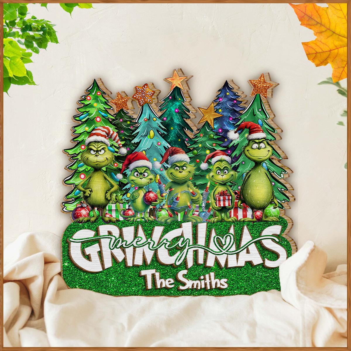 Personalized Merry Grinchmas 2 Layered Wood Sign for Christmas 2 Layered Wood Sign GradoCreations