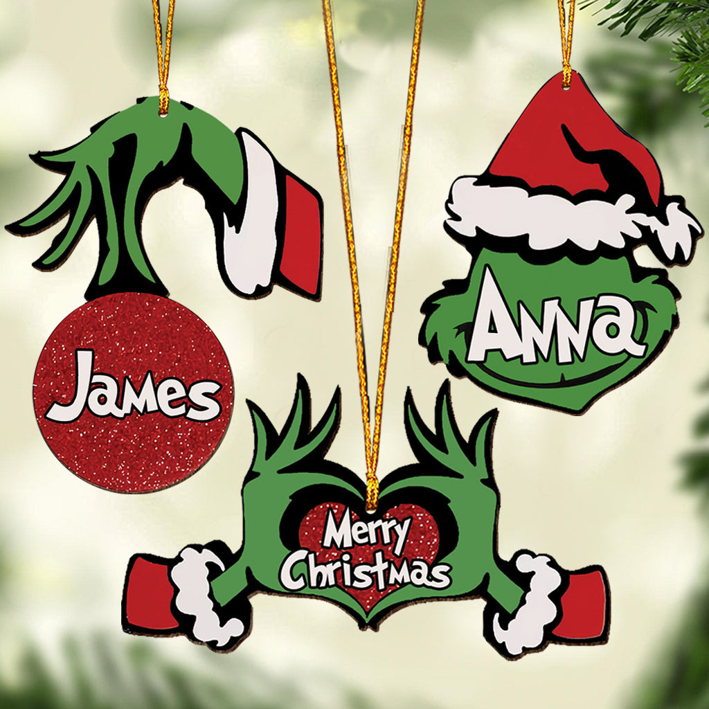 Personalized Grinch Merry Christmas Ornament Gift for Kids One-sided Ornament GradoCreations