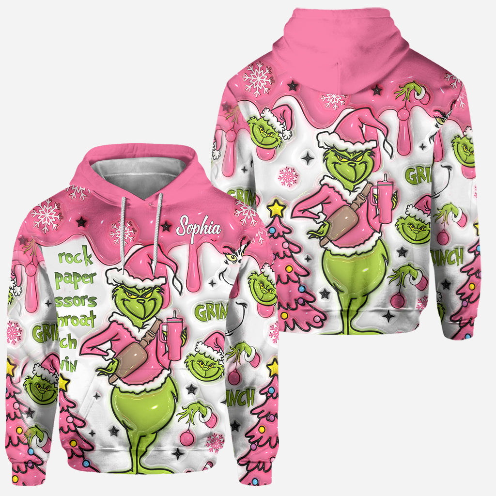 Personalized Grinch Hoodie and Leggings Set for Christmas | Custom Name Gift Hoodie & Leggings GradoCreations