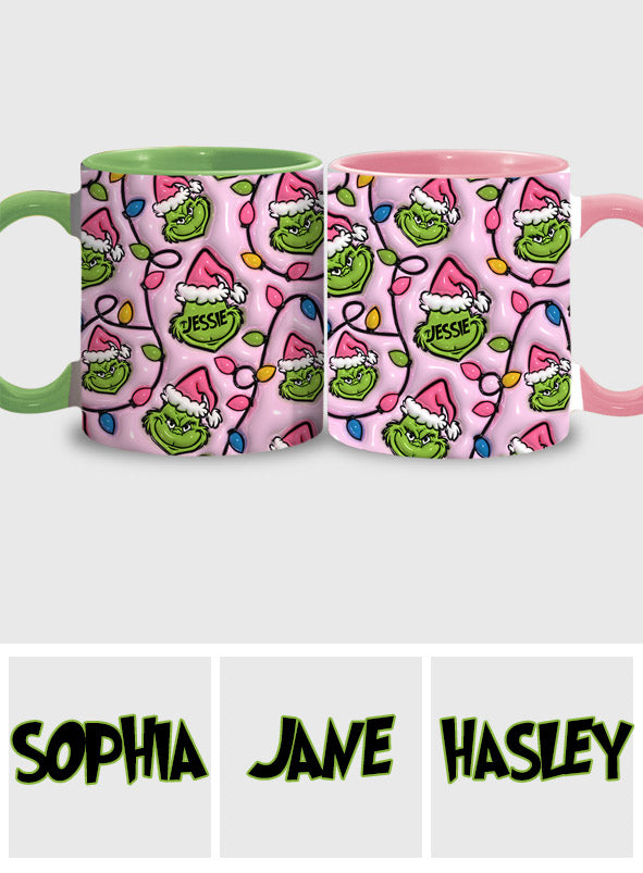 Personalized Christmas Accent Mug with Grinch Design for Kids Accent Mug GradoCreations