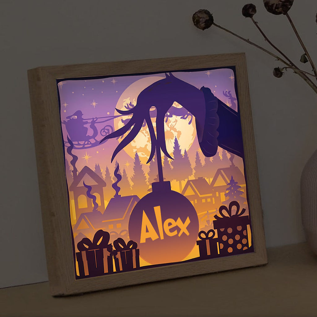 Personalized Christmas Light Shadow Box Custom Name Decoration Gift Light Shadow Box GradoCreations