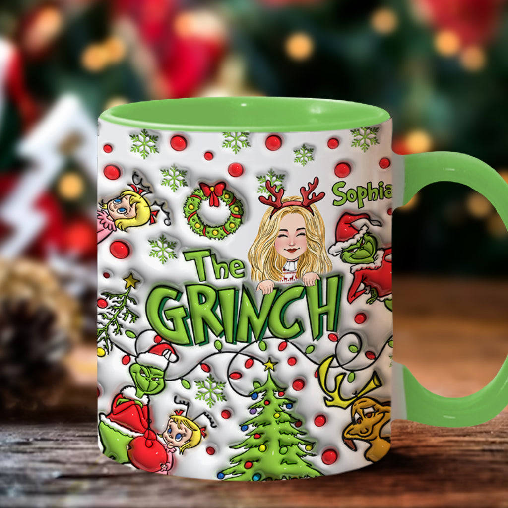 Personalized The Grinch Accent Mug Custom Name Christmas Gift Accent Mug GradoCreations