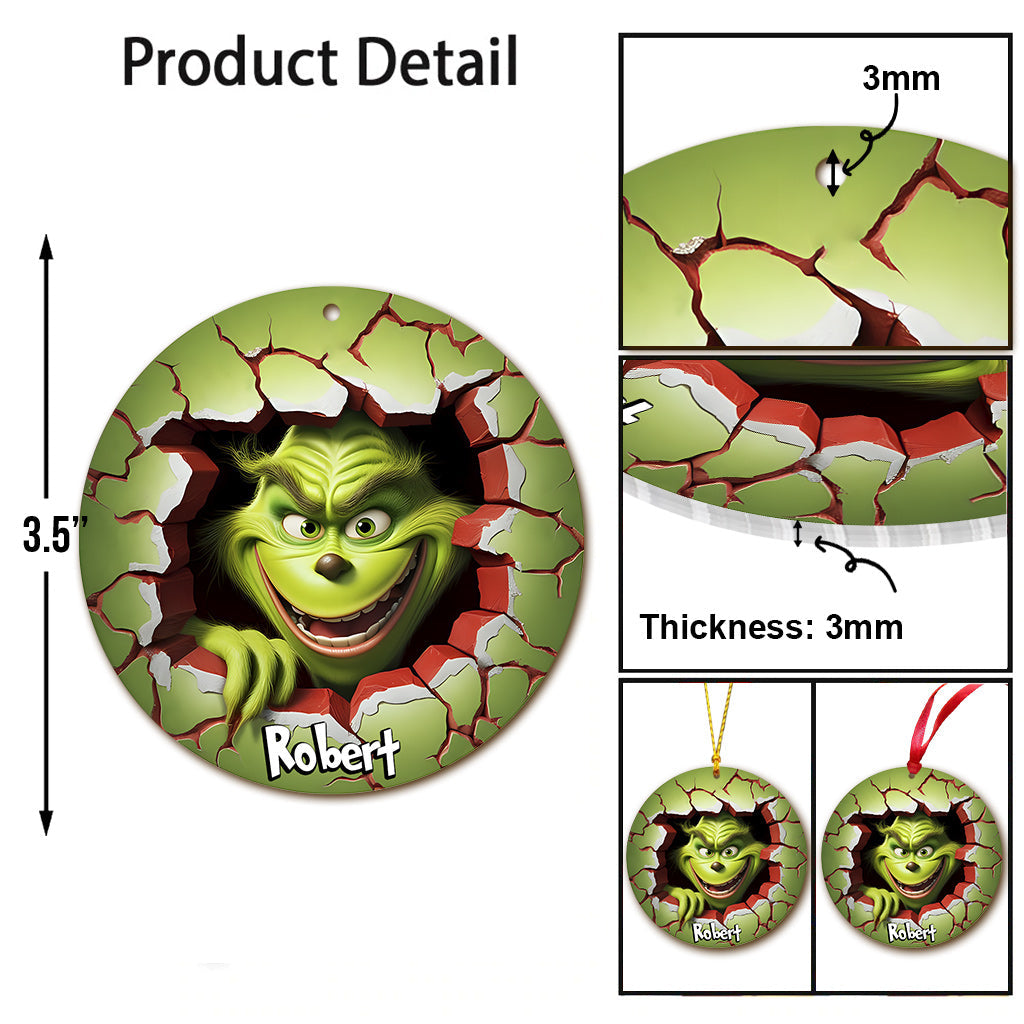 Personalized Grinch Christmas Ornament Custom Name Gift Ornament GradoCreations