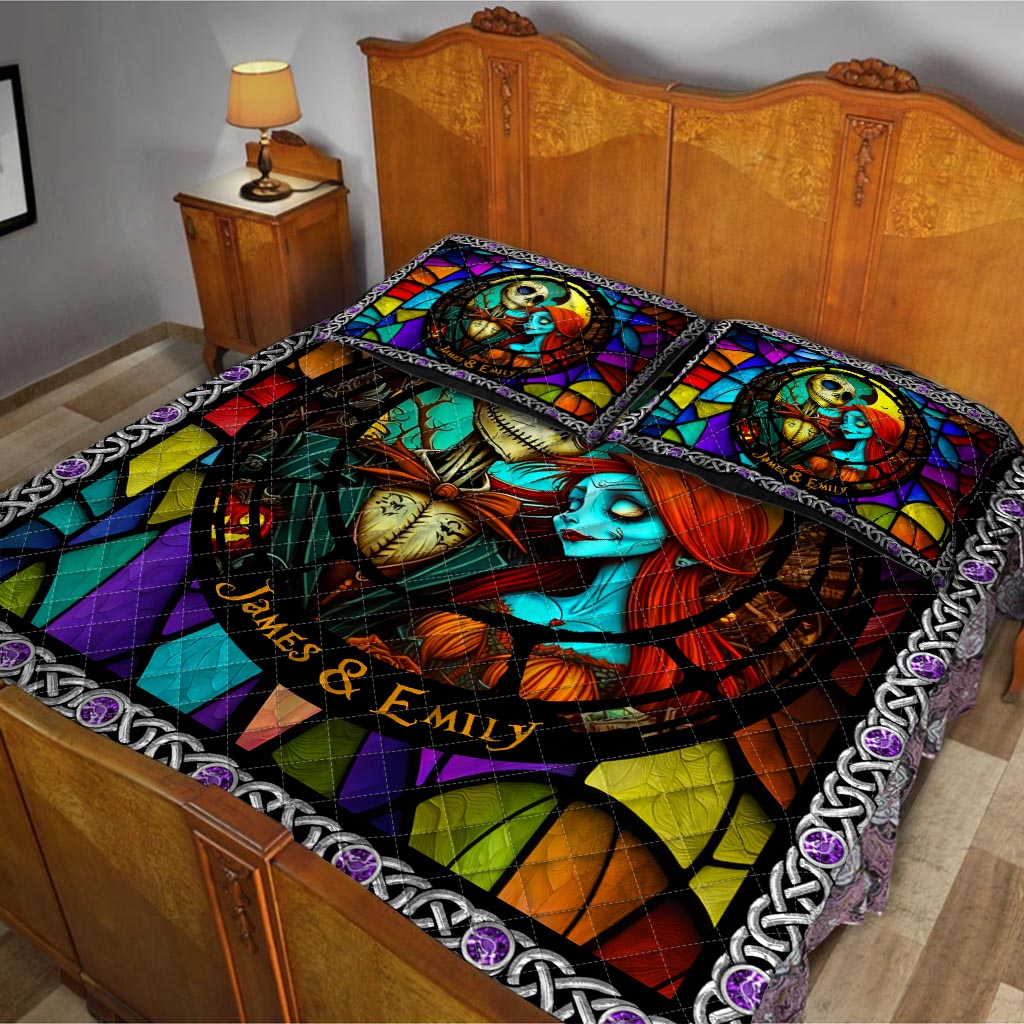 Personalized Nightmare Quilt Set Custom Name for Couples Halloween Gift Quilt Set GradoCreations