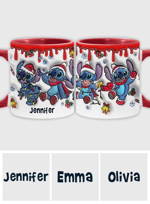 Personalized Christmas Accent Mug with Ohana Design for Mom Accent Mug GradoCreations