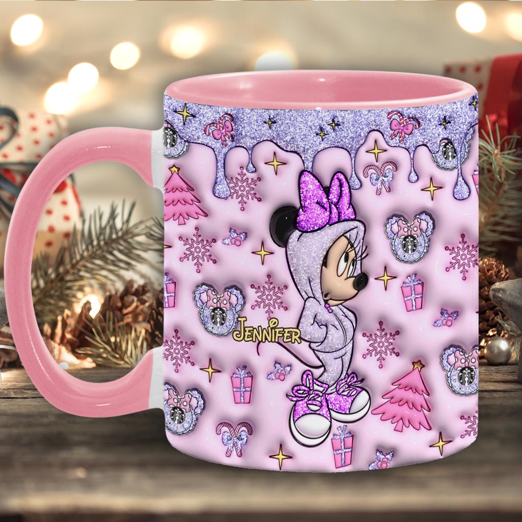 Personalized Christmas Accent Mug with Glittery Design for Mom Accent Mug GradoCreations