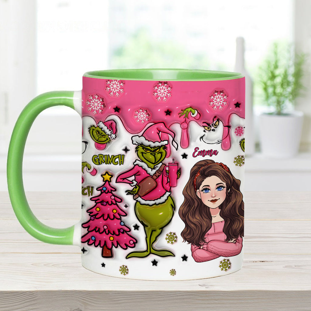 Personalized Grinch Accent Mug with Custom Name for Christmas Gift Accent Mug GradoCreations