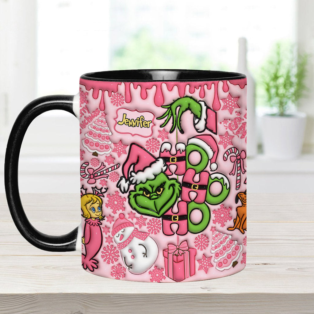 Personalized Grinch Christmas Accent Mug with Custom Name for Holiday Gifts Accent Mug GradoCreations