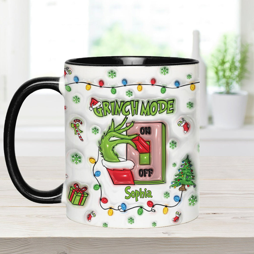 Personalized Grinch Mode Accent Mug Custom Name Holiday Gift Accent Mug GradoCreations