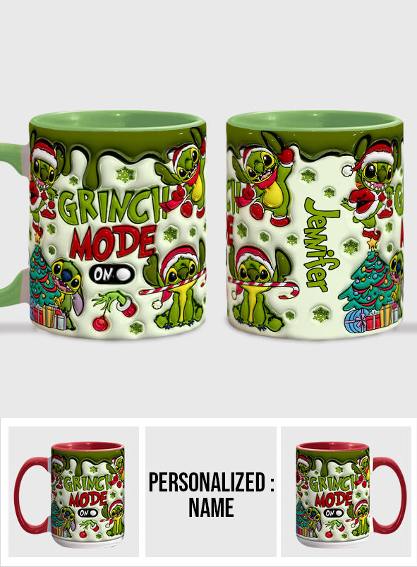 Personalized Grinch Mode Accent Mug Custom Name Gift for Christmas Accent Mug GradoCreations