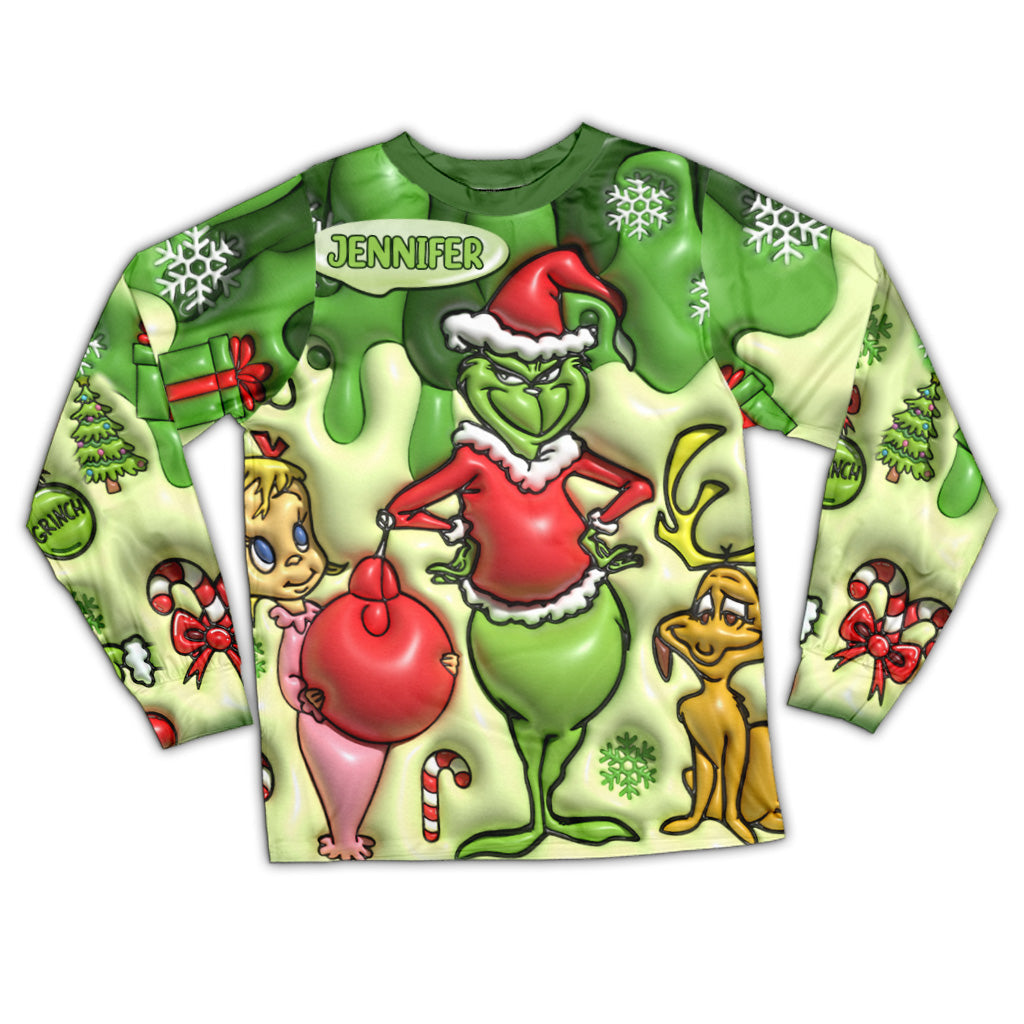 Personalized Grinch Christmas Pajamas Set for Family Pajamas Set GradoCreations