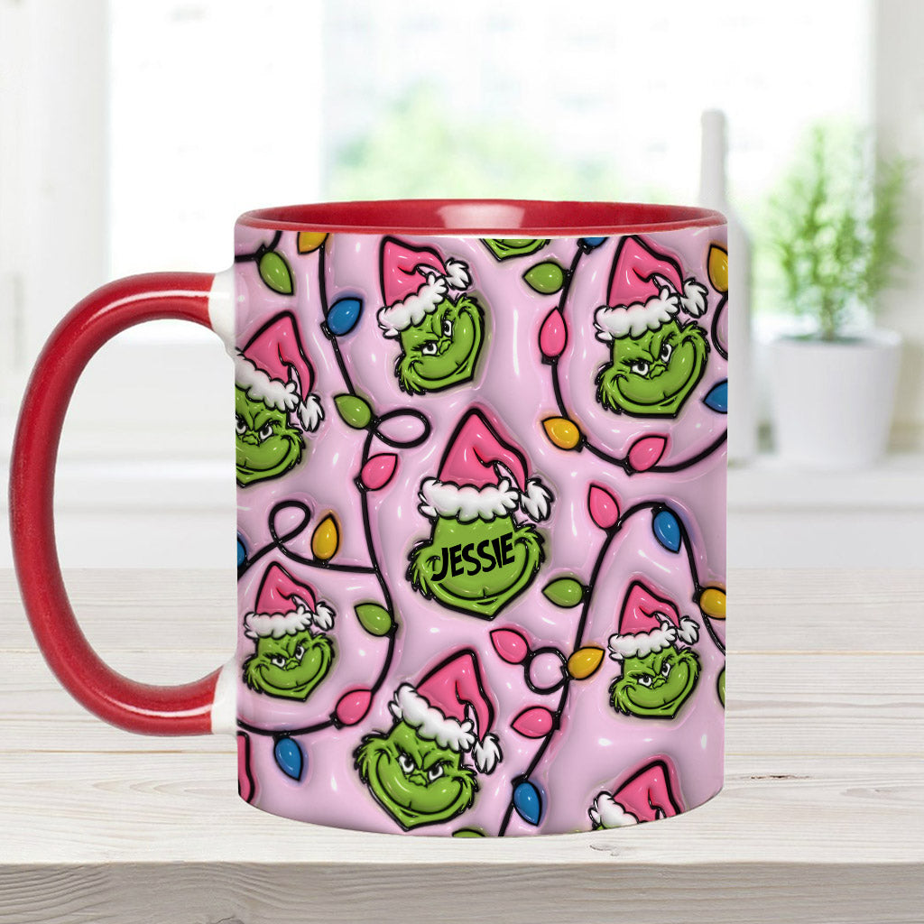 Personalized Christmas Accent Mug with Grinch Design for Kids Accent Mug GradoCreations
