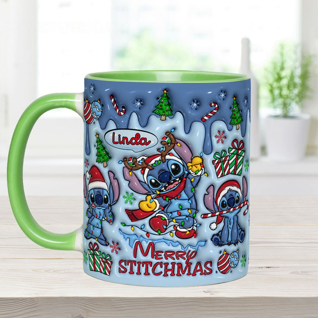 Personalized Merry Stitchmas Ohana Accent Mug Gift for Mom Accent Mug GradoCreations