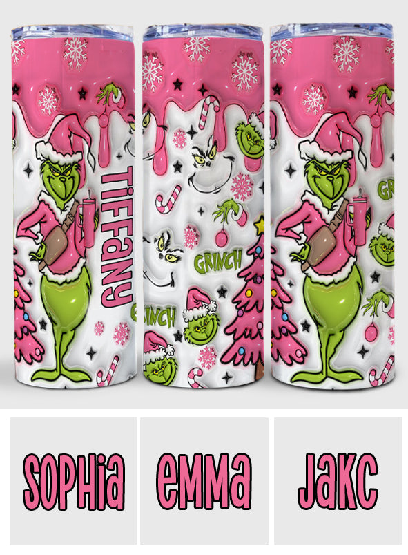 Personalized Grinchmas Skinny Tumbler Custom Name Holiday Gift Skinny Tumbler GradoCreations