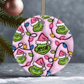 Personalized Grinch Christmas Ceramic Circle Ornament for Kids Ceramic Circle Ornament GradoCreations