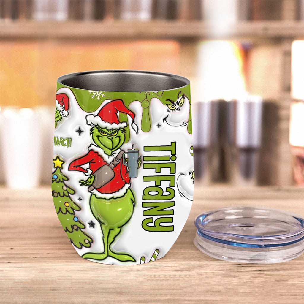 Personalized Grinch Wine Tumbler Custom Name Christmas Gift Wine Tumbler GradoCreations