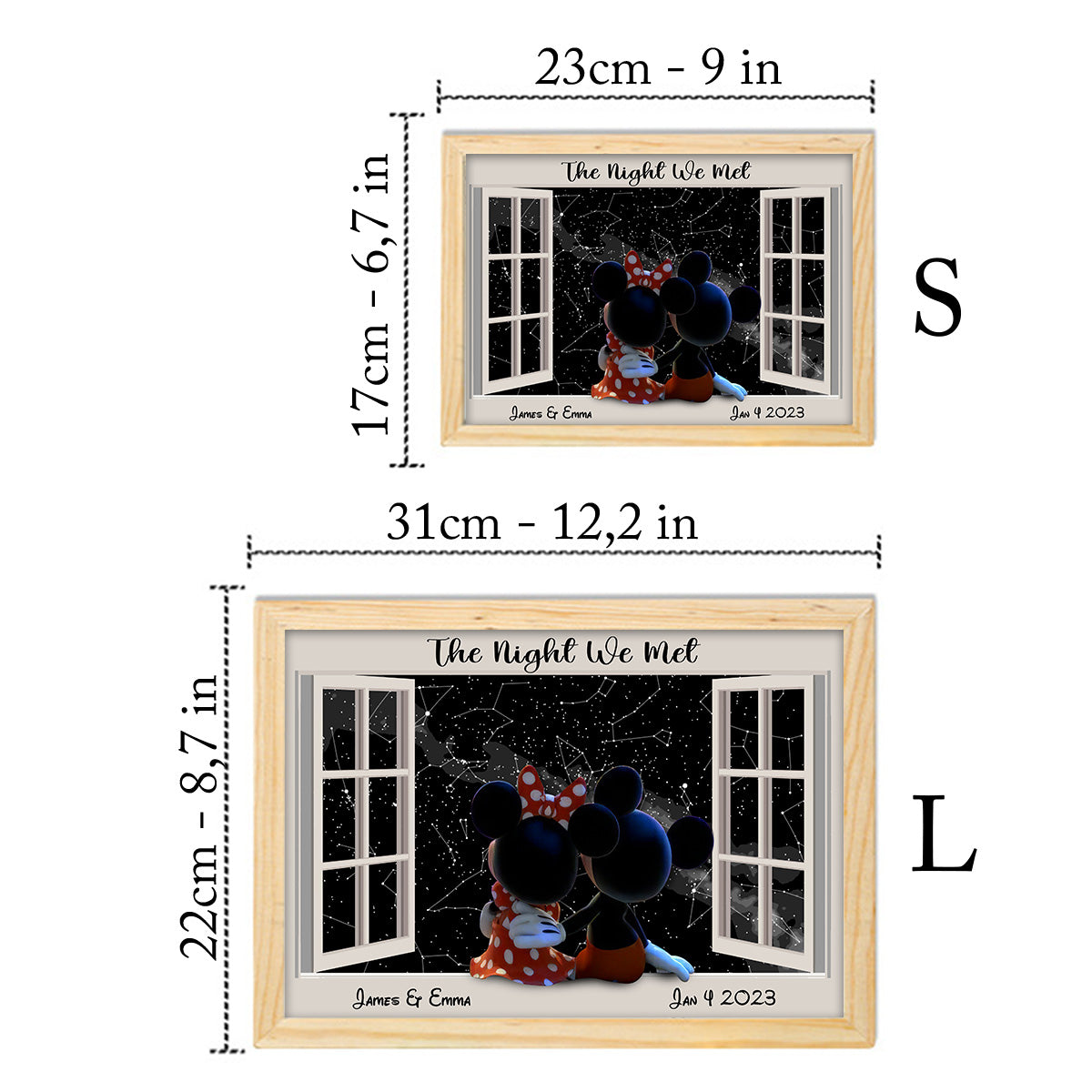 Personalized Night Star Map Light Photo Frame for Couples Light Photo Frame GradoCreations
