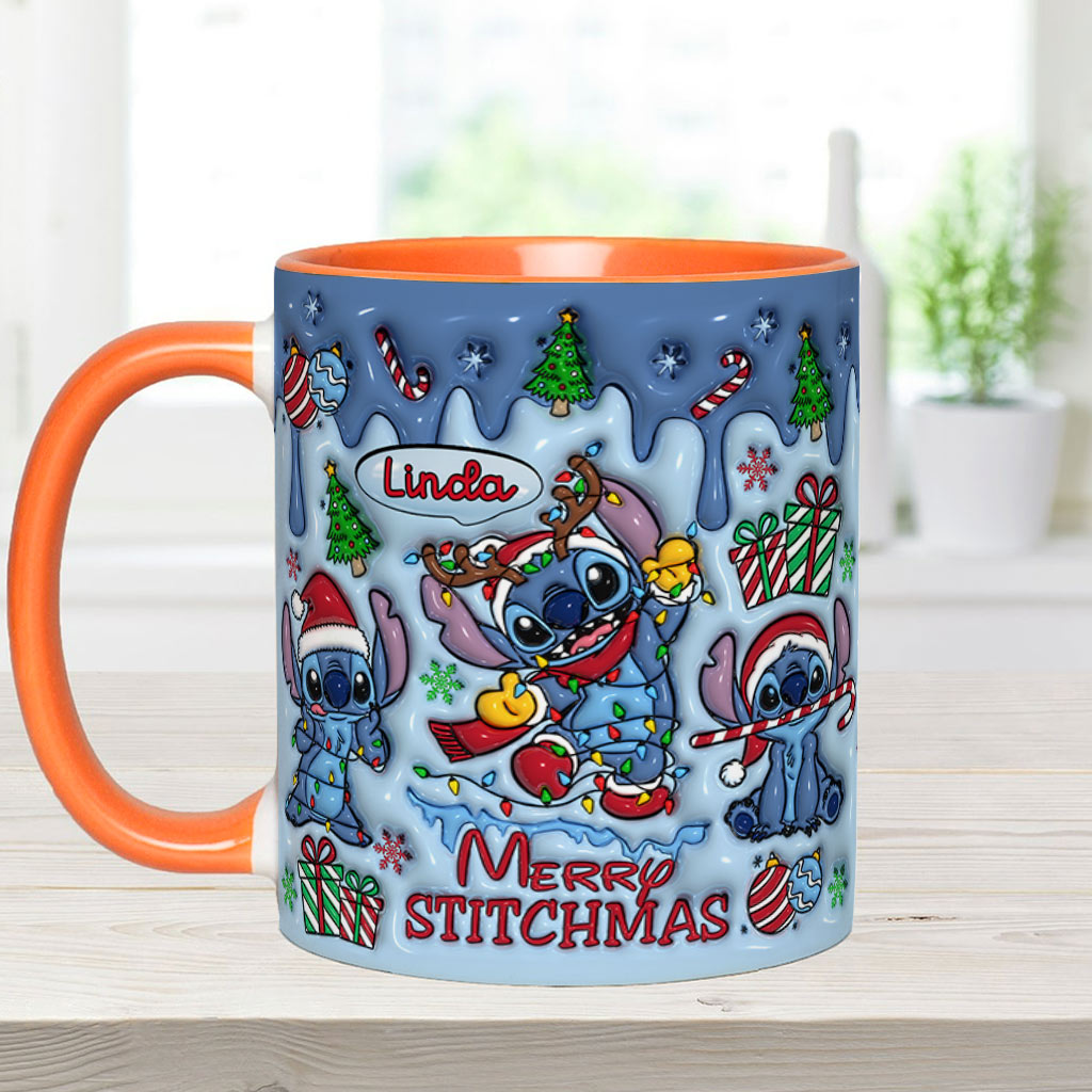 Personalized Merry Stitchmas Ohana Accent Mug Gift for Mom Accent Mug GradoCreations
