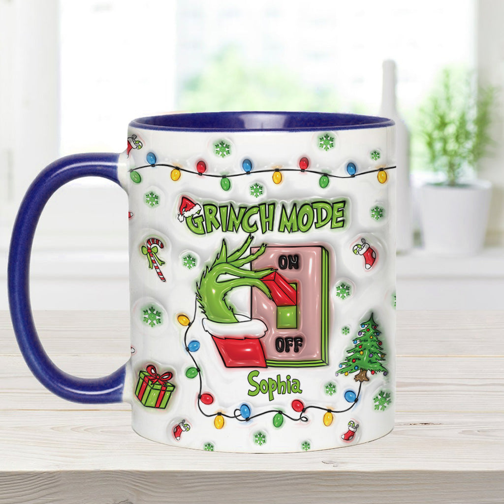 Personalized Grinch Mode Accent Mug Custom Name Holiday Gift Accent Mug GradoCreations