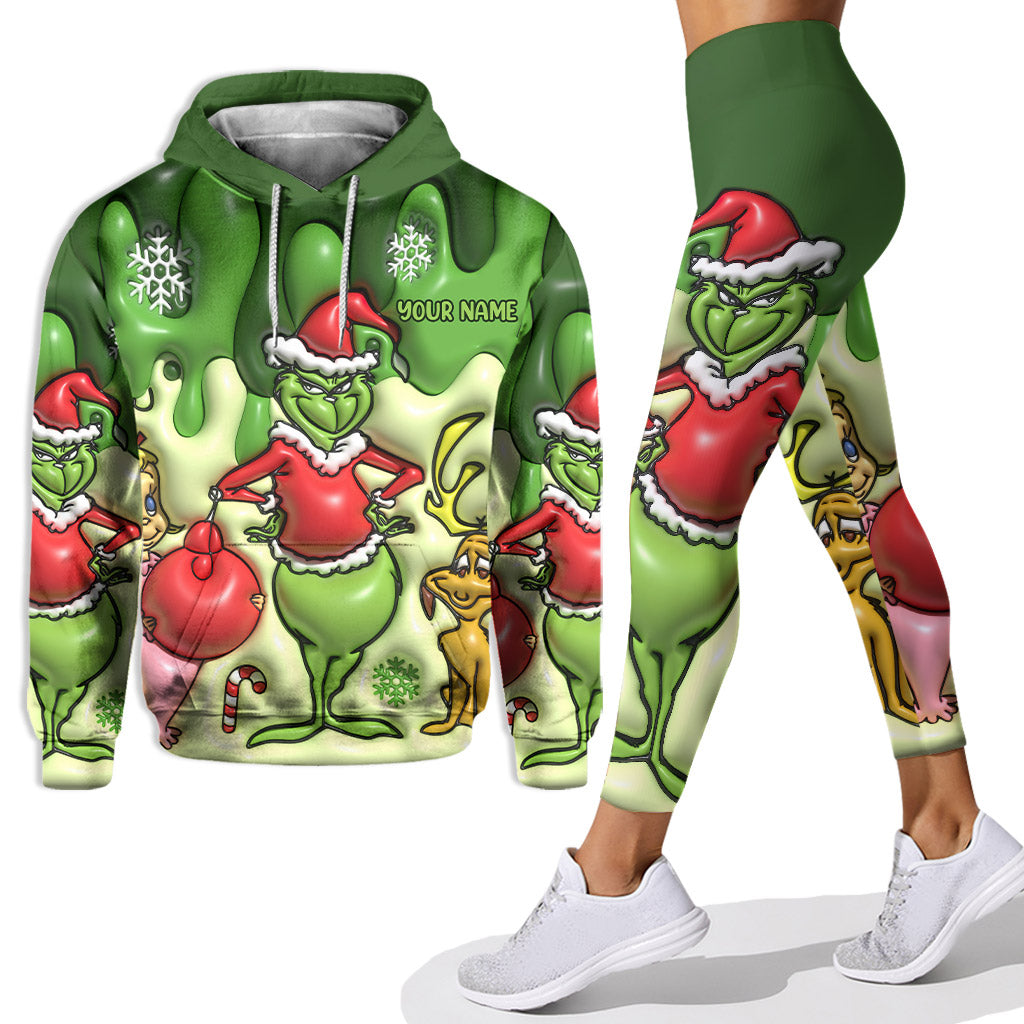 Personalized Grinch Hoodie & Leggings Set Custom Name Gift for Christmas Hoodie & Leggings GradoCreations