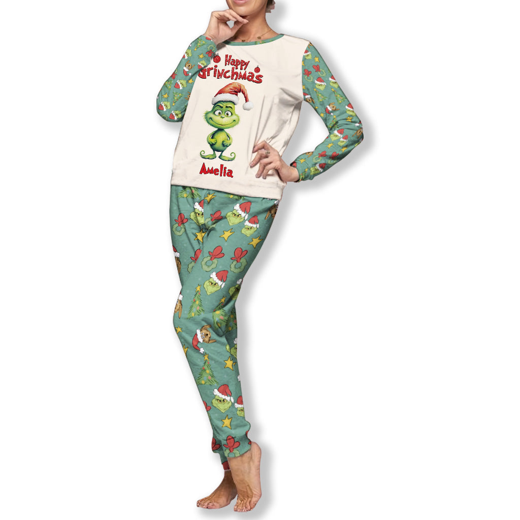 Personalized Grinch Christmas Pajama Set for Family | Custom Names Pajamas Set GradoCreations