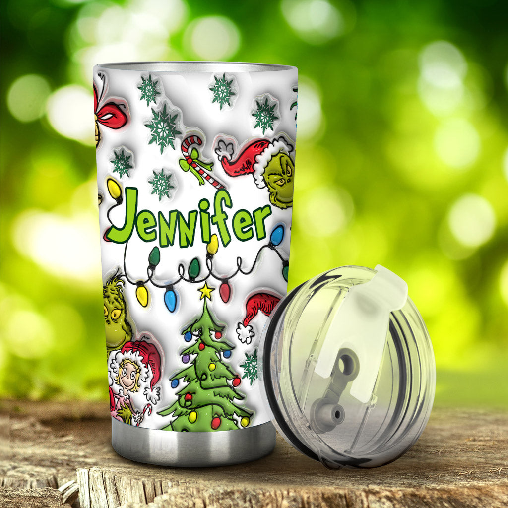 Personalized Grinch Tumbler with Name Custom Christmas Gift Tumbler GradoCreations