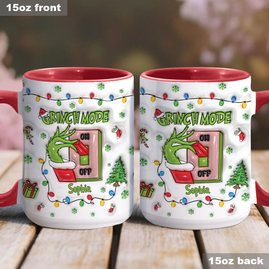 Personalized Grinch Mode Accent Mug Custom Name Holiday Gift Accent Mug GradoCreations