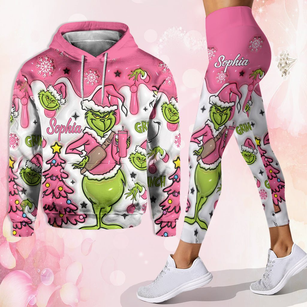 Personalized Pink Snowflakes Hoodie & Leggings Custom Name Gift for Her Hoodie & Leggings GradoCreations