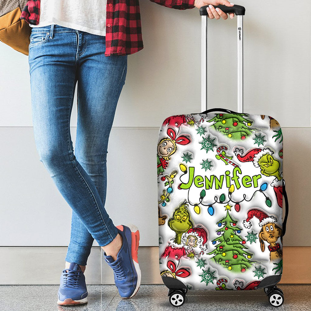 Personalized Christmas Luggage Cover Custom Name Gift Idea Luggage Cover GradoCreations
