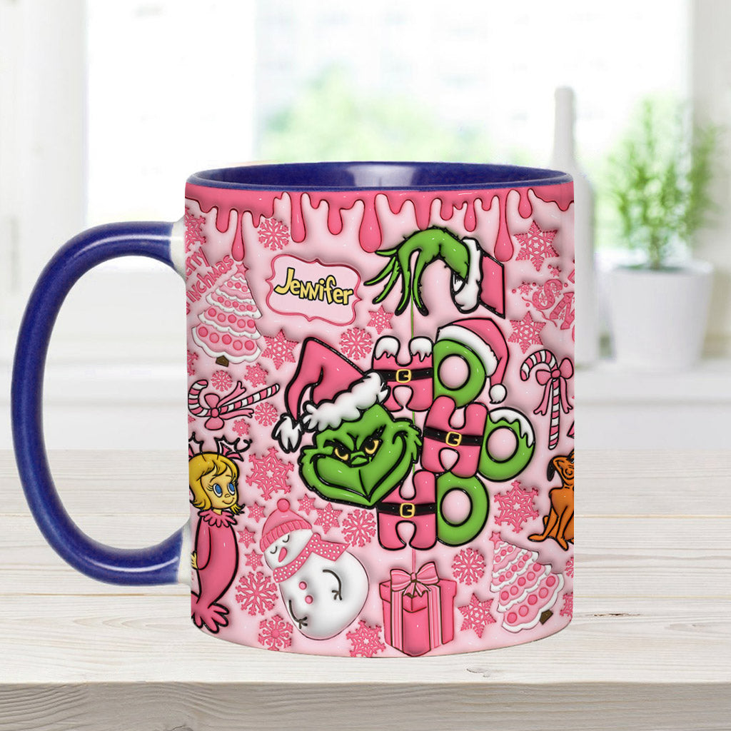 Personalized Grinch Christmas Accent Mug with Custom Name for Holiday Gifts Accent Mug GradoCreations