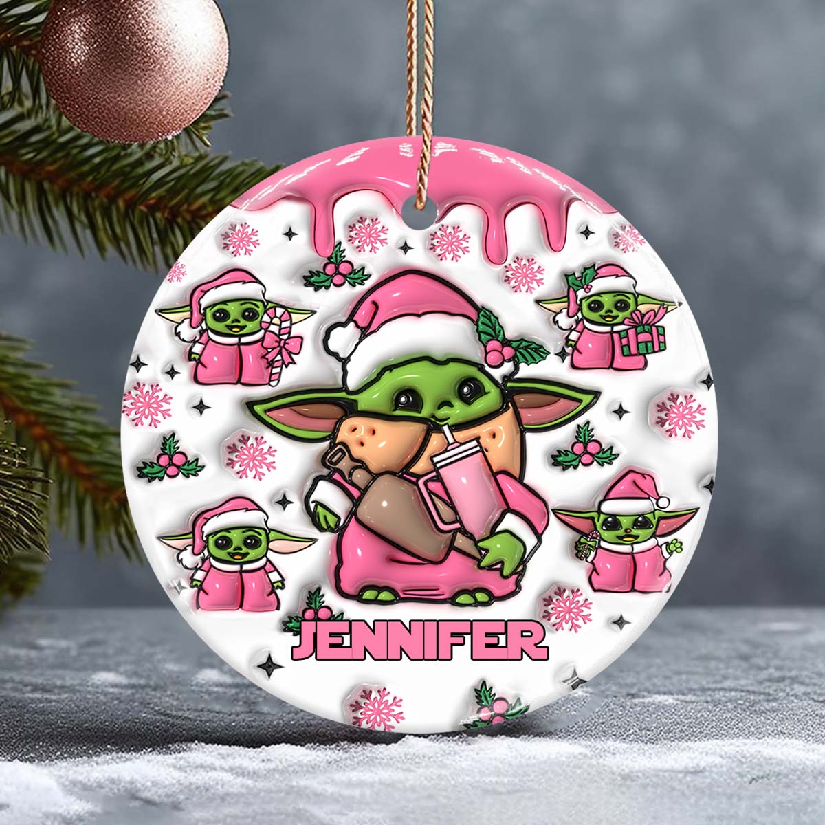 Personalized Ceramic Circle Ornament Cute Child Gift for Christmas Ceramic Circle Ornament GradoCreations