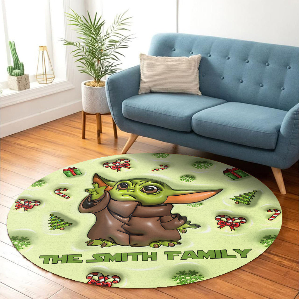 Personalized The Force Round Rug Custom Family Name Gift Round Rug GradoCreations
