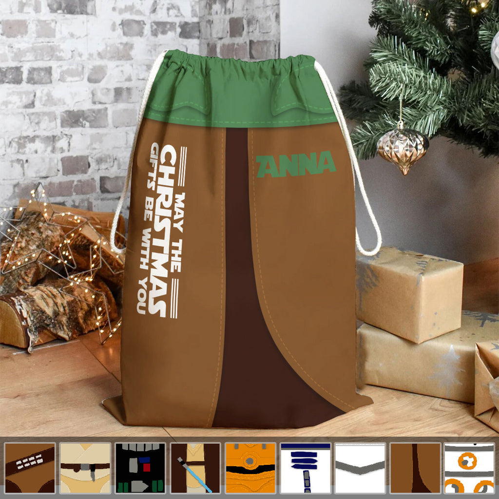 Personalized Christmas Drawstring Tote Bag Custom Name Gift Drawstring Tote Bag GradoCreations