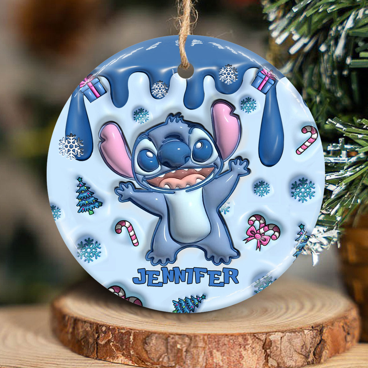 Personalized Ceramic Circle Ornament Merry Christmas Gift Ceramic Circle Ornament GradoCreations