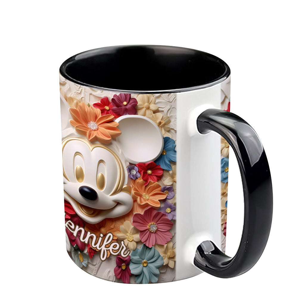 Personalized Floral Mouse Accent Mug Custom Name Gift for Mom Accent Mug GradoCreations