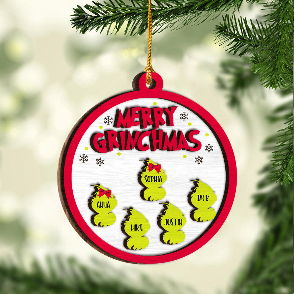 Personalized Merry Grinchmas Layered Wood Ornament Gift for Family Layered Wood Ornament GradoCreations