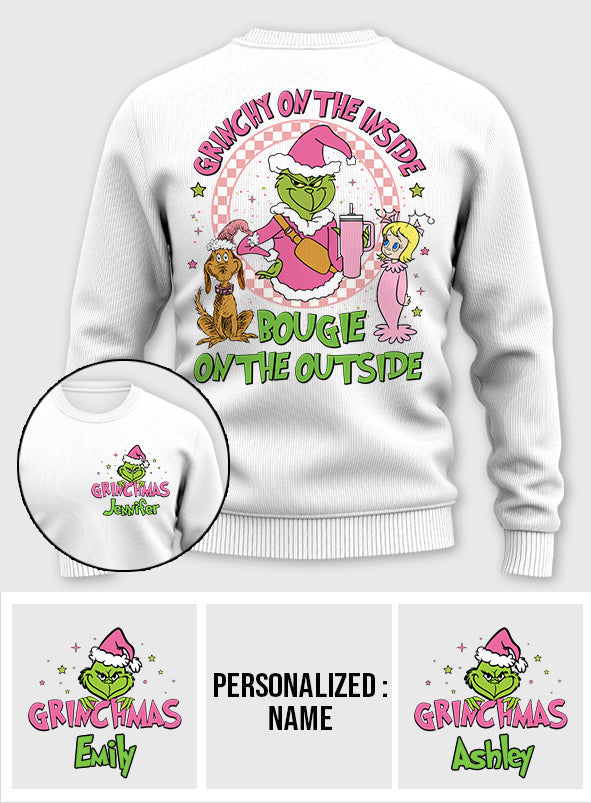 Personalized Grinchy On The Inside Christmas Ugly Sweater Gift Ugly Sweater GradoCreations