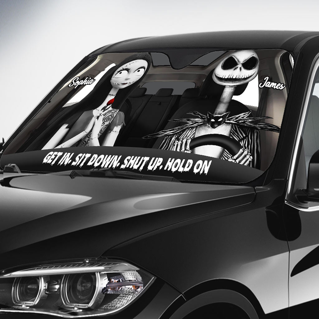 Personalized Nightmare Car Sunshade Custom Names Gift for Couple Car Sunshade GradoCreations