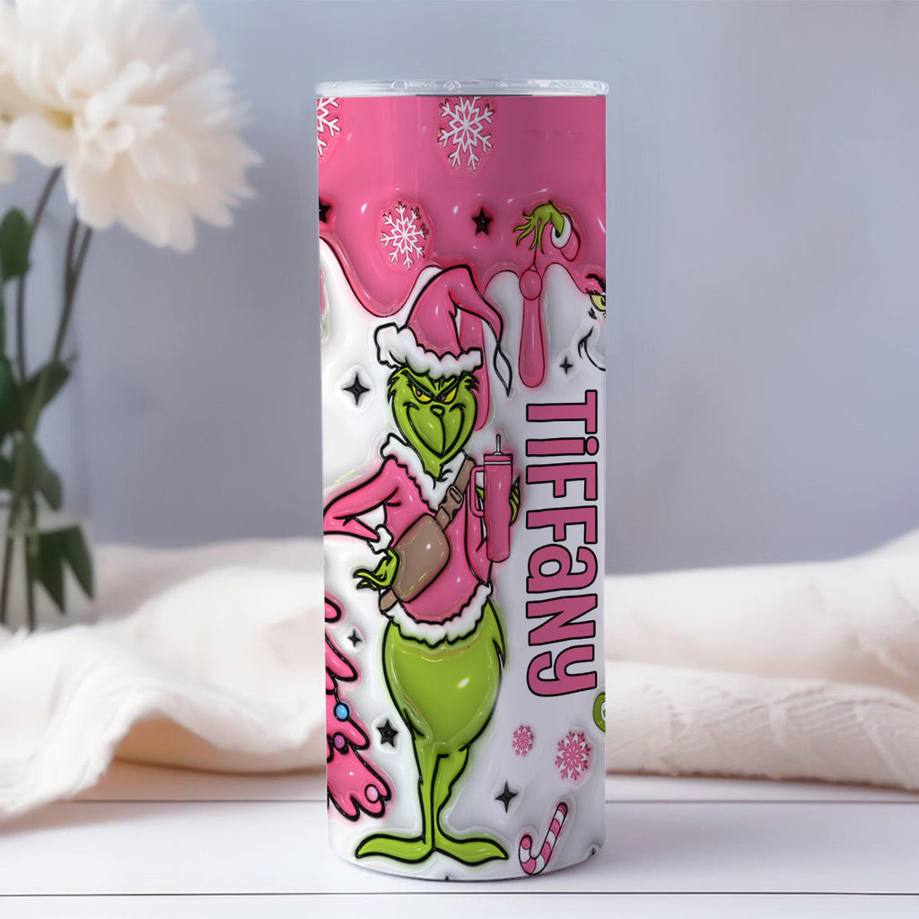 Personalized Grinchmas Skinny Tumbler Custom Name Holiday Gift Skinny Tumbler GradoCreations